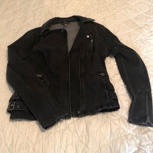 Free People black denim jacket with zipper